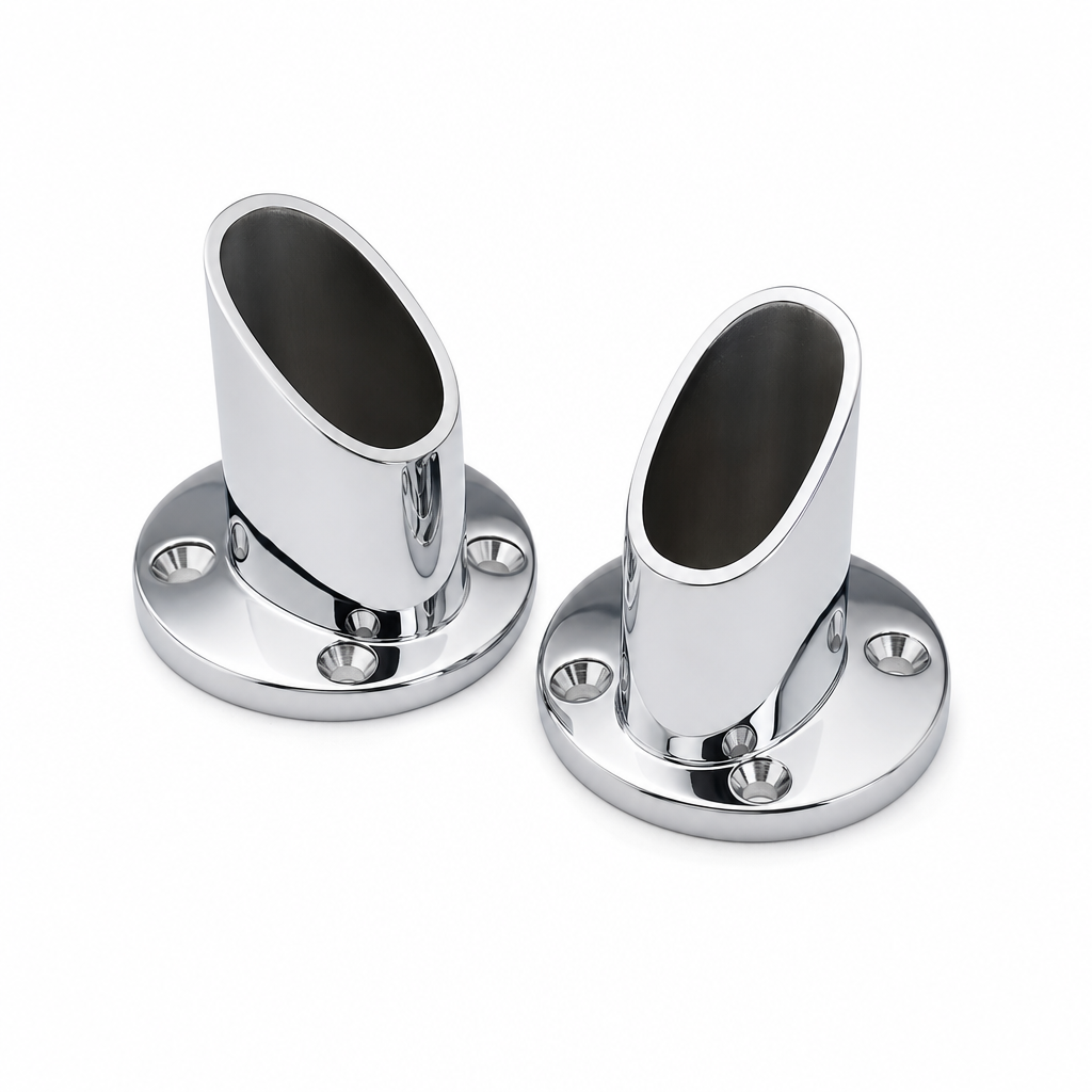 Oval Pole Sockets — Chrome